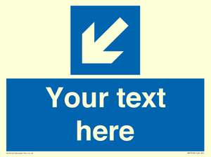 Custom Directional signage blue down left arrow 